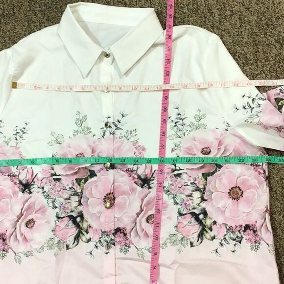 Floral Pink Women’s Blouse Plus Size XXL - Picture 7 of 9